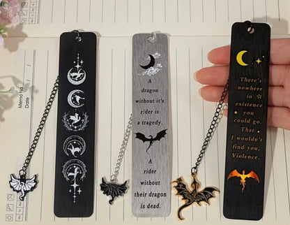 Metal Fourth Wing Bookmark with Charm